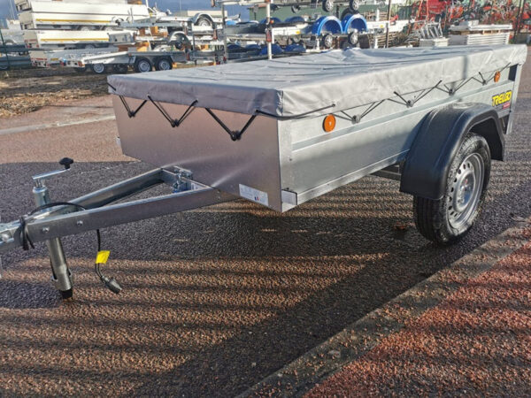 TRELGO Gepäckanhänger mit Stützrad und flacher Plane