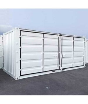 Weißer 20-Fuß-Container mit offenem Seitenzugang