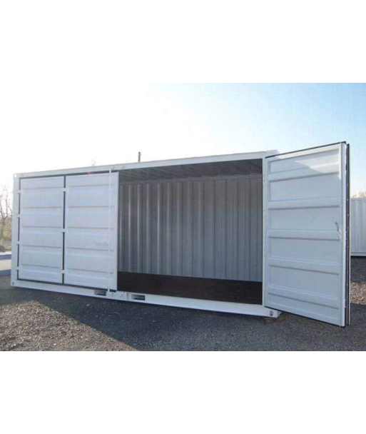 Weißer 20-Fuß-Container mit offenem Seitenzugang